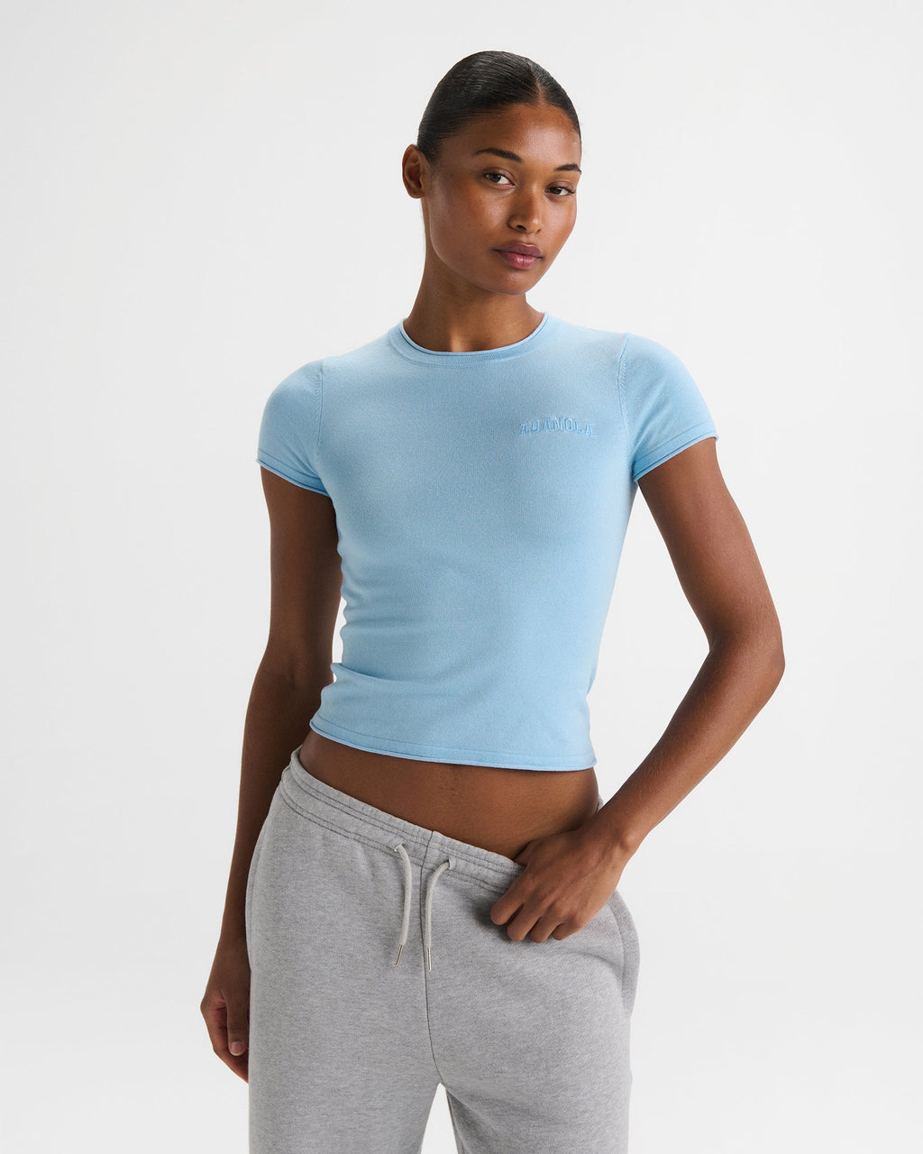 Knit Crew Neck T-shirt - Light Breeze Blue
