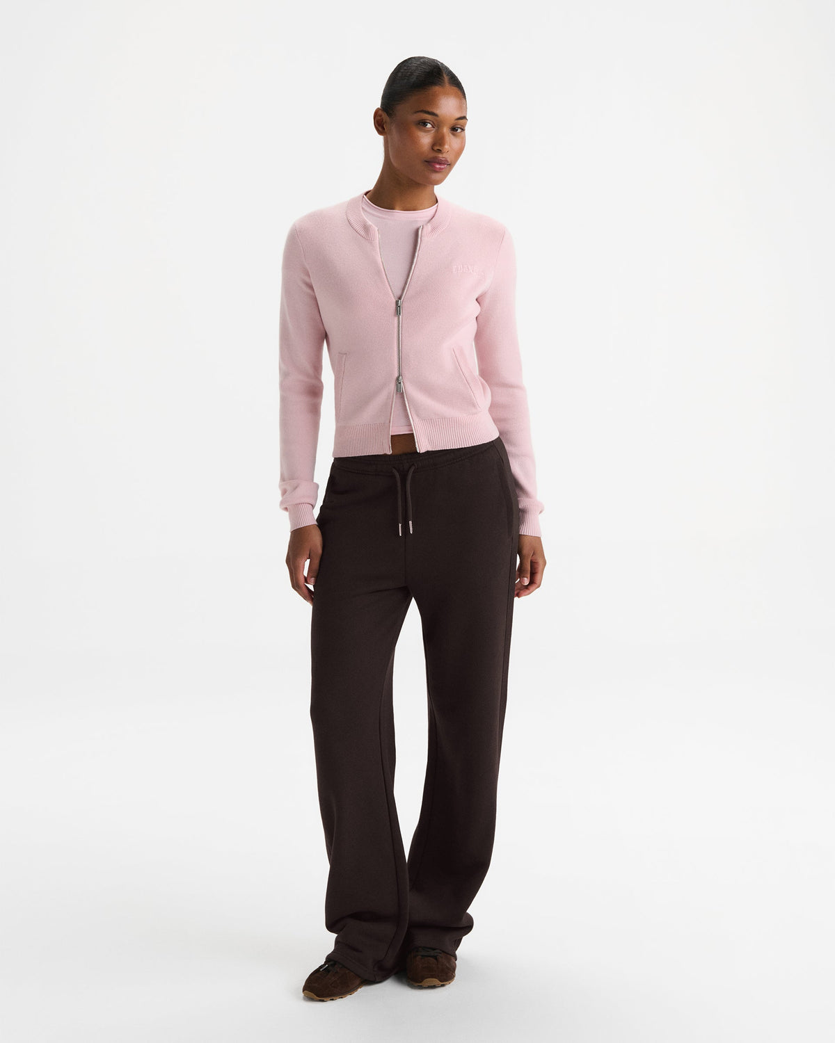 Knit Zip Through Cardigan - Pink