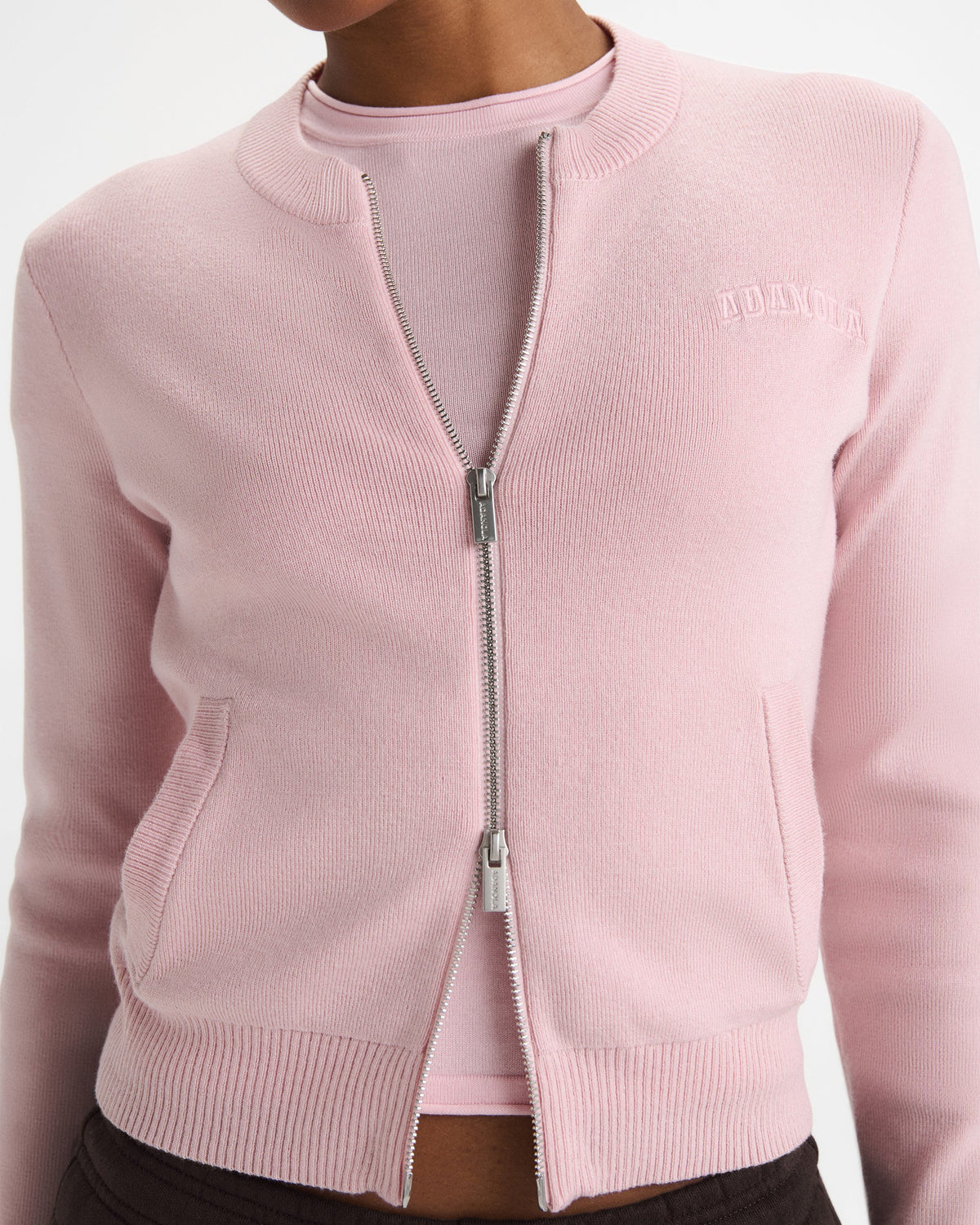 Knit Zip Through Cardigan - Pink