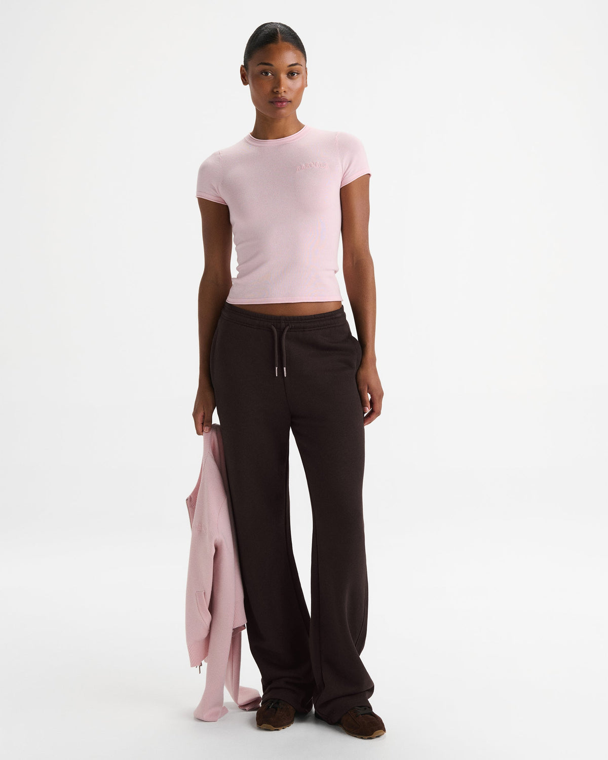 Knit Crew Neck T-shirt - Pink
