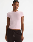 Knit Crew Neck T-shirt - Pink