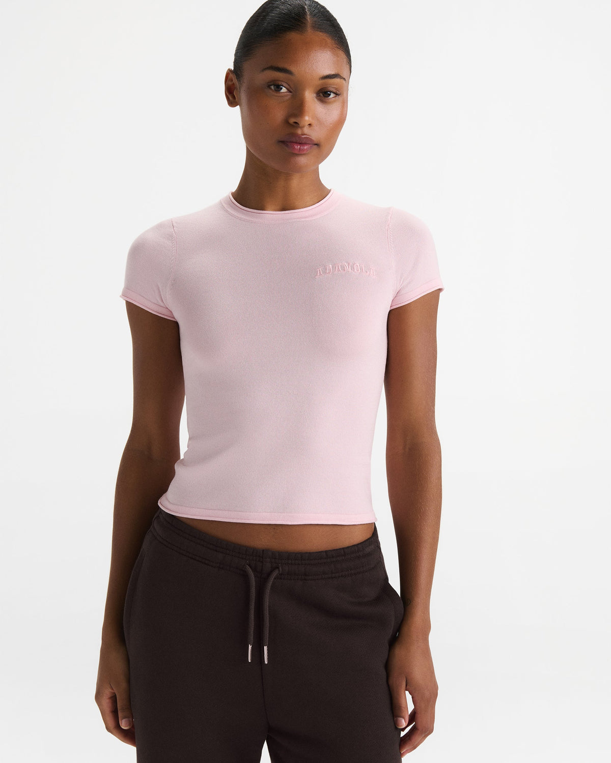 Knit Crew Neck T-shirt - Pink