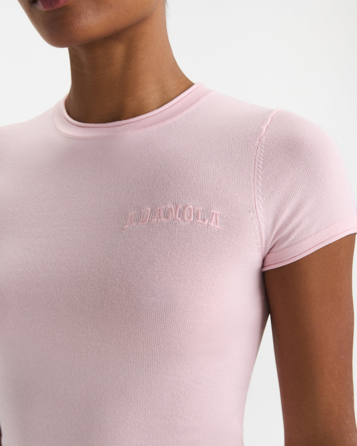 Knit Crew Neck T-shirt - Pink