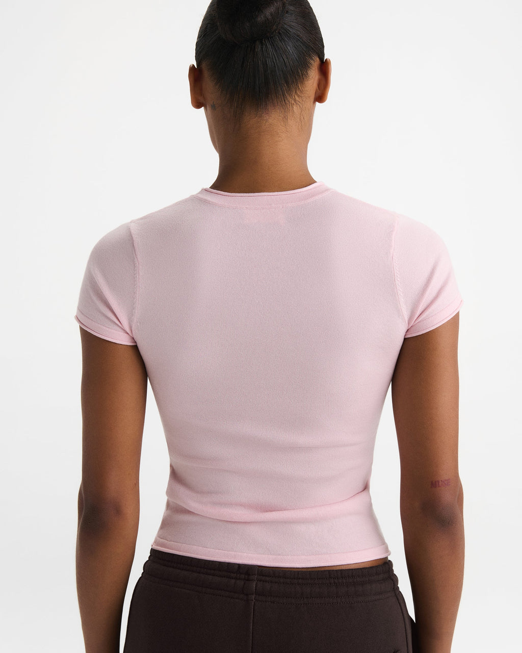 Knit Crew Neck T-shirt - Pink