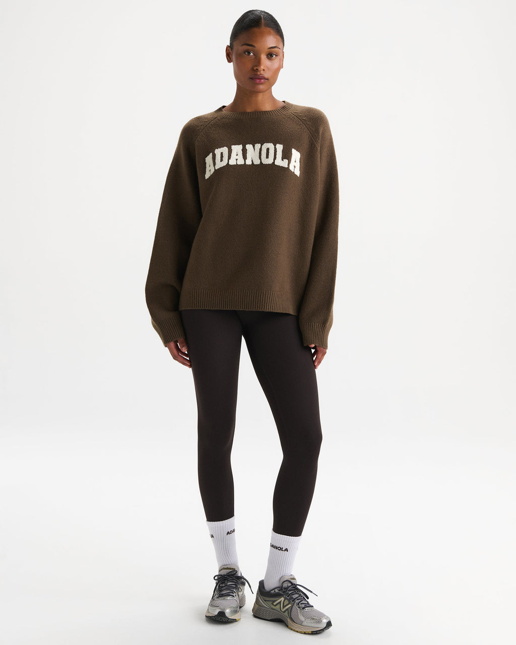 Boucle Oversized Knit Sweatshirt - Dark Cocoa Brown