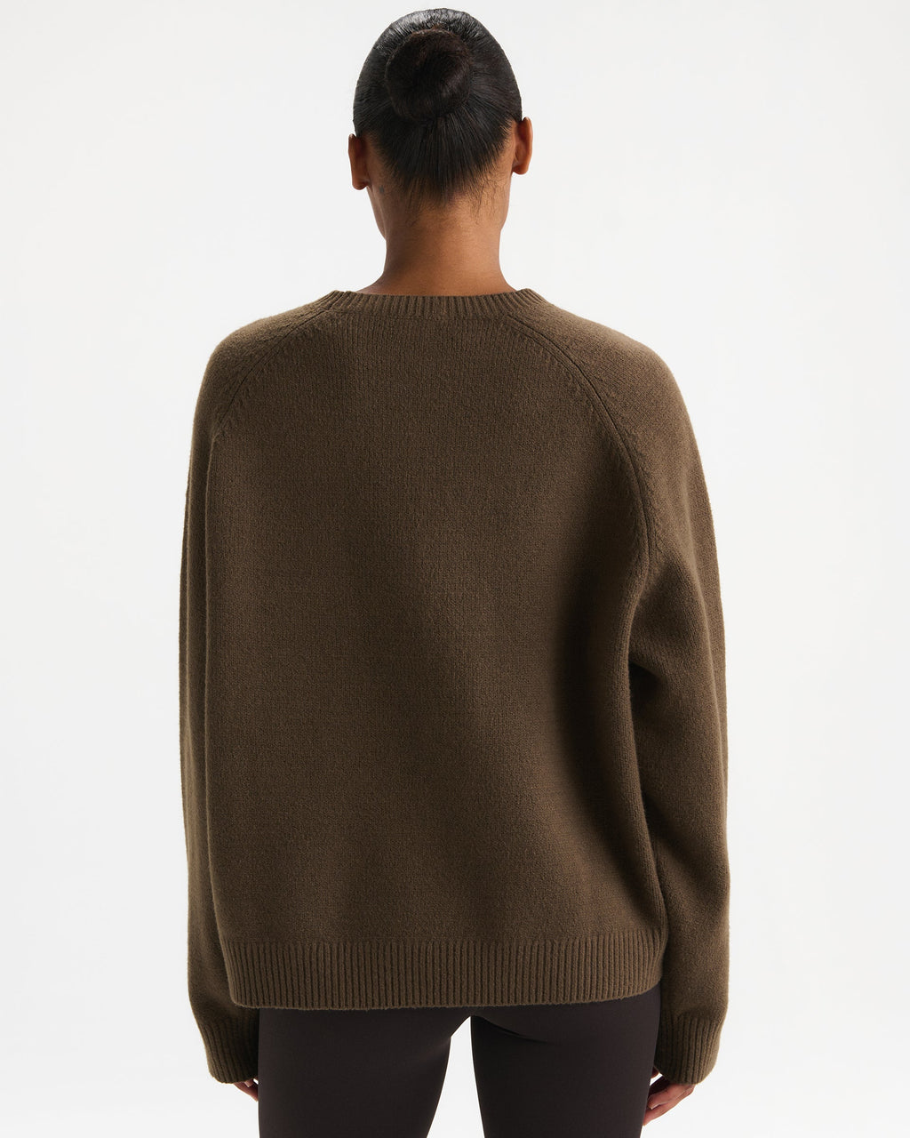Boucle Oversized Knit Sweatshirt - Dark Cocoa Brown