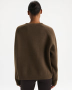 Boucle Oversized Knit Sweatshirt - Dark Cocoa Brown