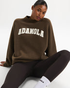 Boucle Oversized Knit Sweatshirt - Dark Cocoa Brown