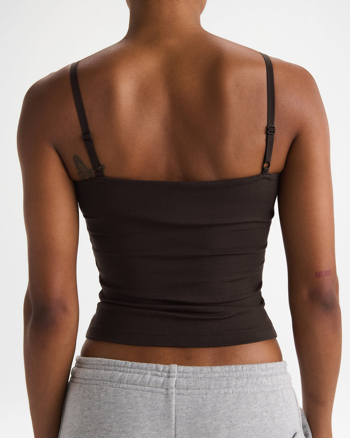 Modal Soft Skinny Strap Cami Top - Coffee Bean