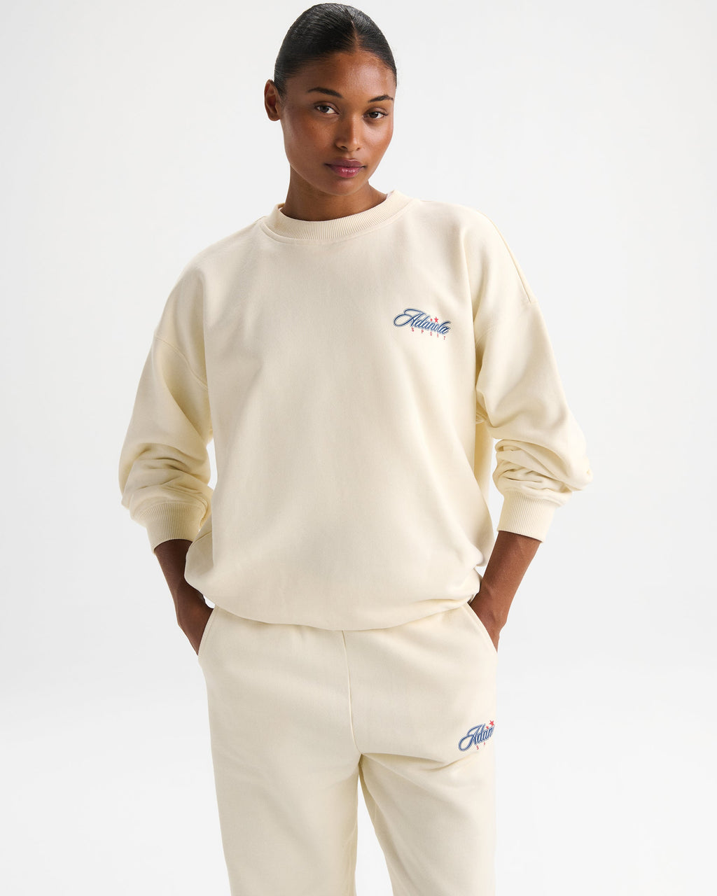 Varsity Collegiate Oversized Sweatshirt - Marshmallow White