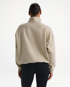 Retro Sports Oversized Funnel Neck Zip Sweatshirt - Stone