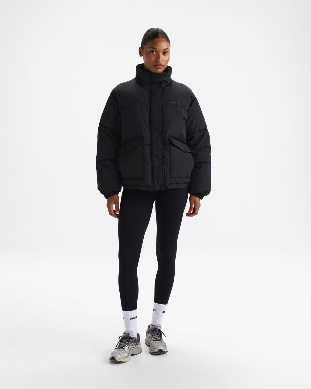 Funnel Neck Puffer Jacket - Black