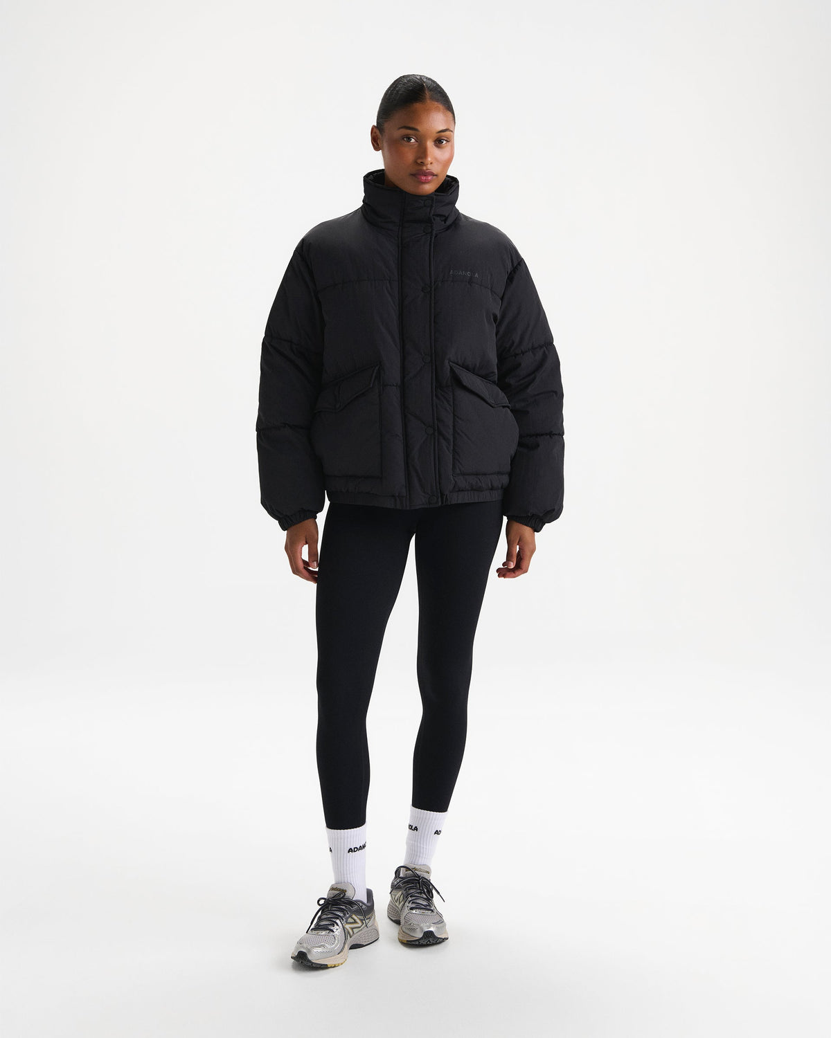 Funnel Neck Puffer Jacket - Black