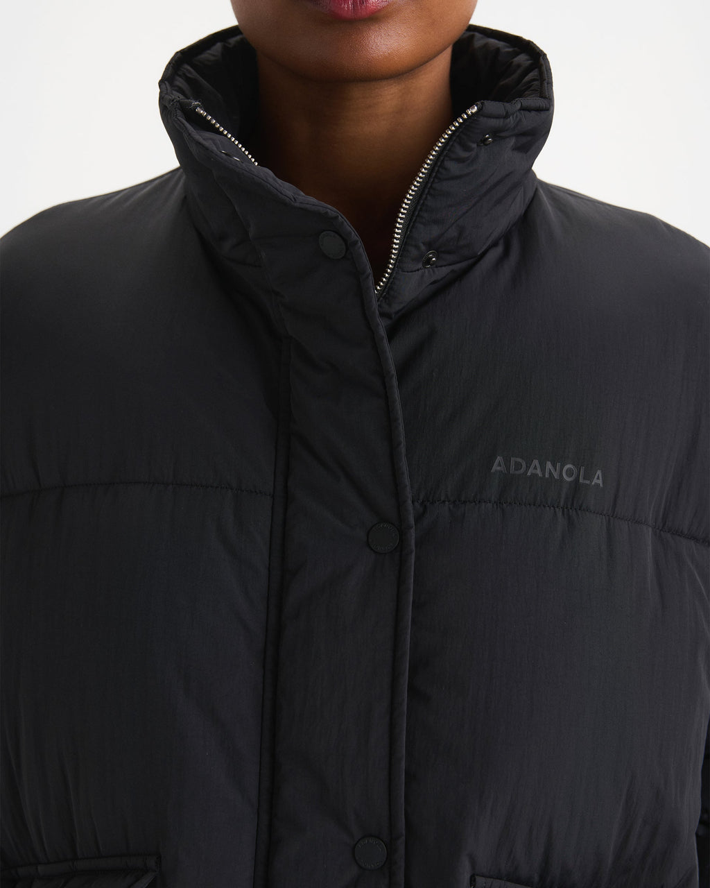 Funnel Neck Puffer Jacket - Black