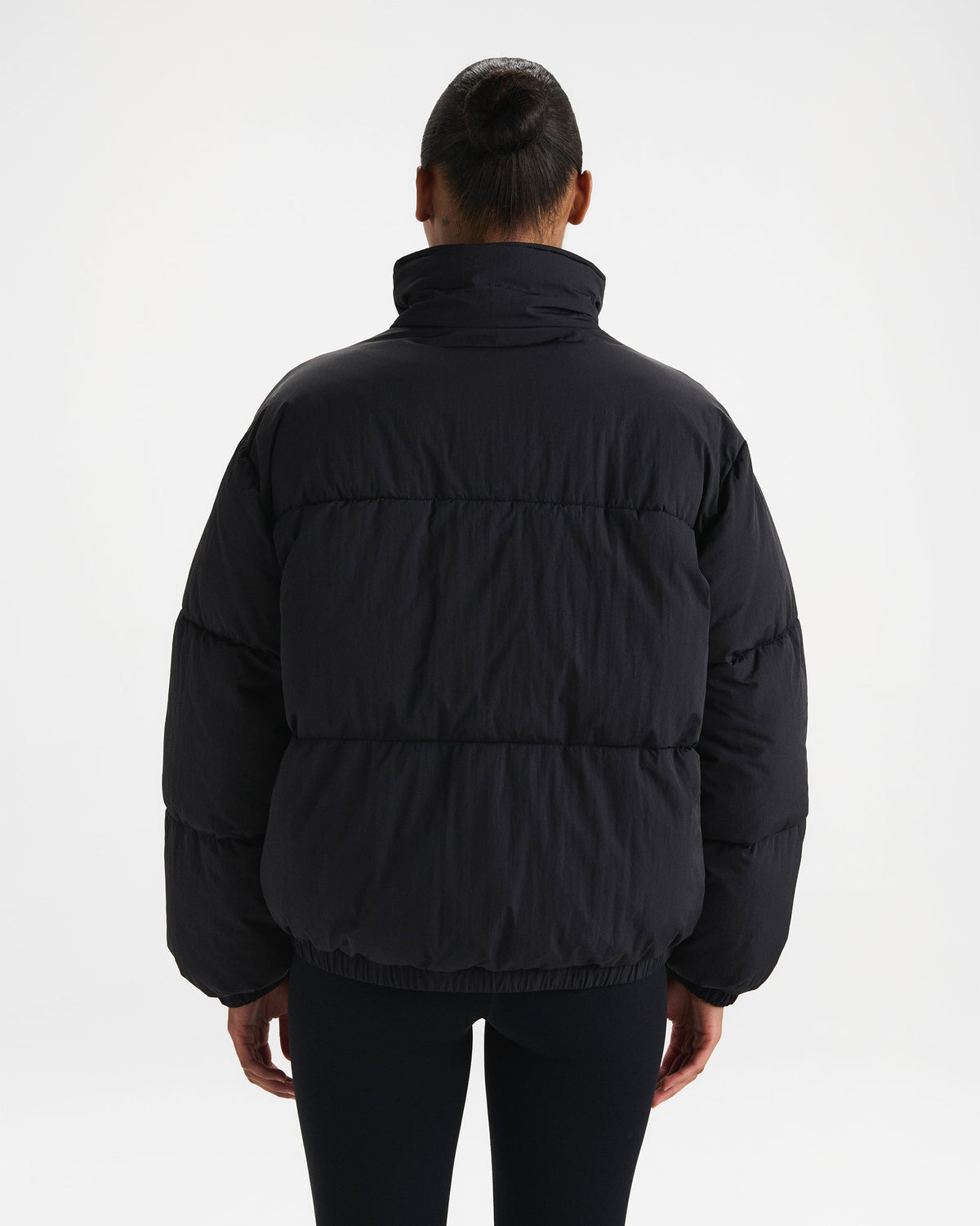 Funnel Neck Puffer Jacket - Black