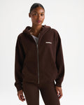 Oversized Zip Through Hoodie - Chocolate Brown