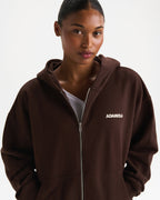 Oversized Zip Through Hoodie - Chocolate Brown