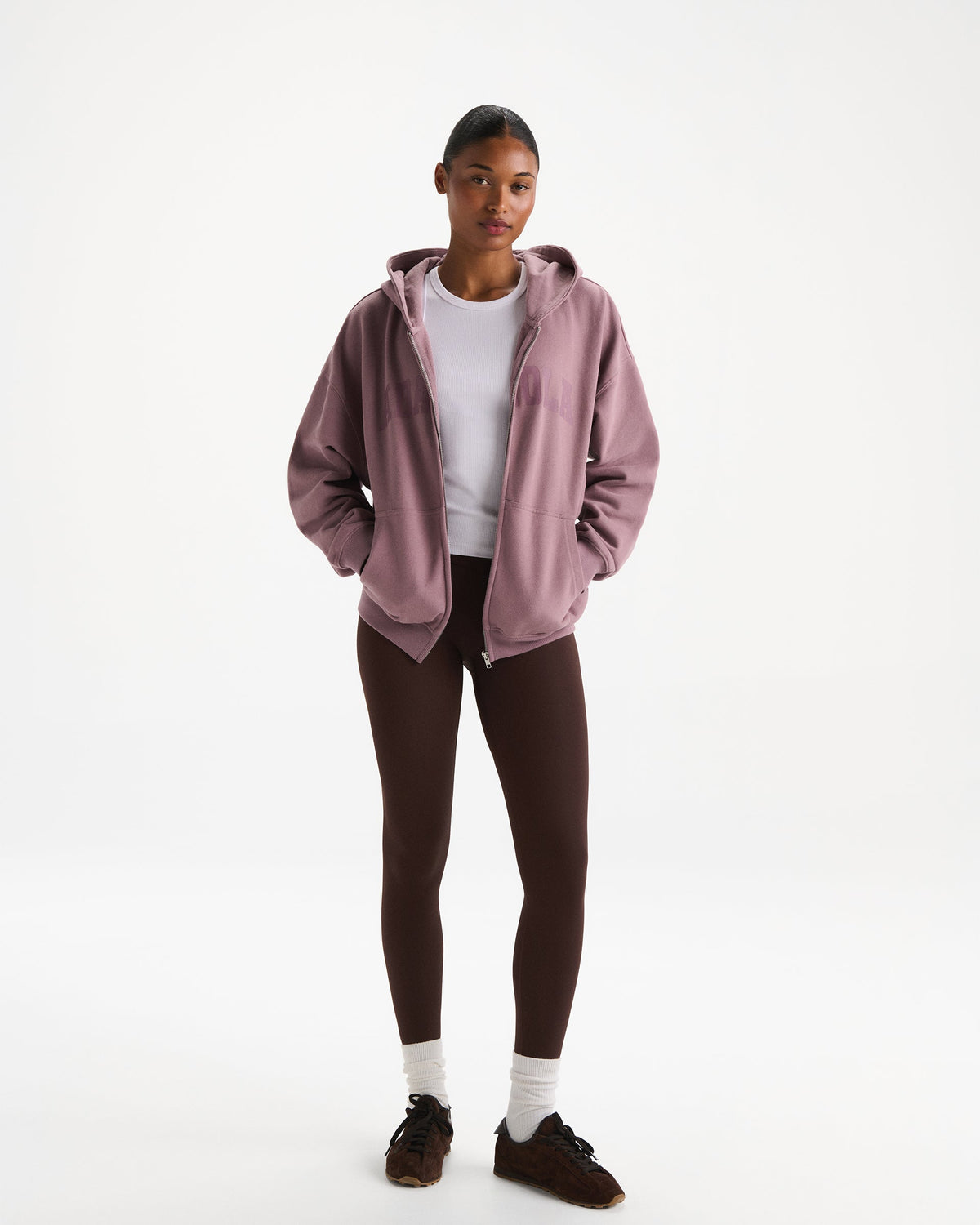 Oversized Zip Through Hoodie - Dusk Purple