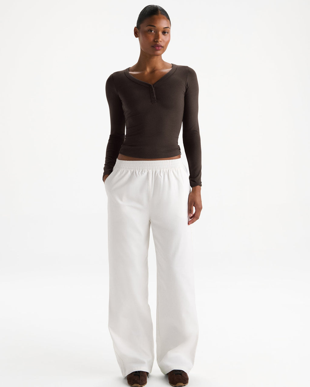 Cotton Pull on Pants - White