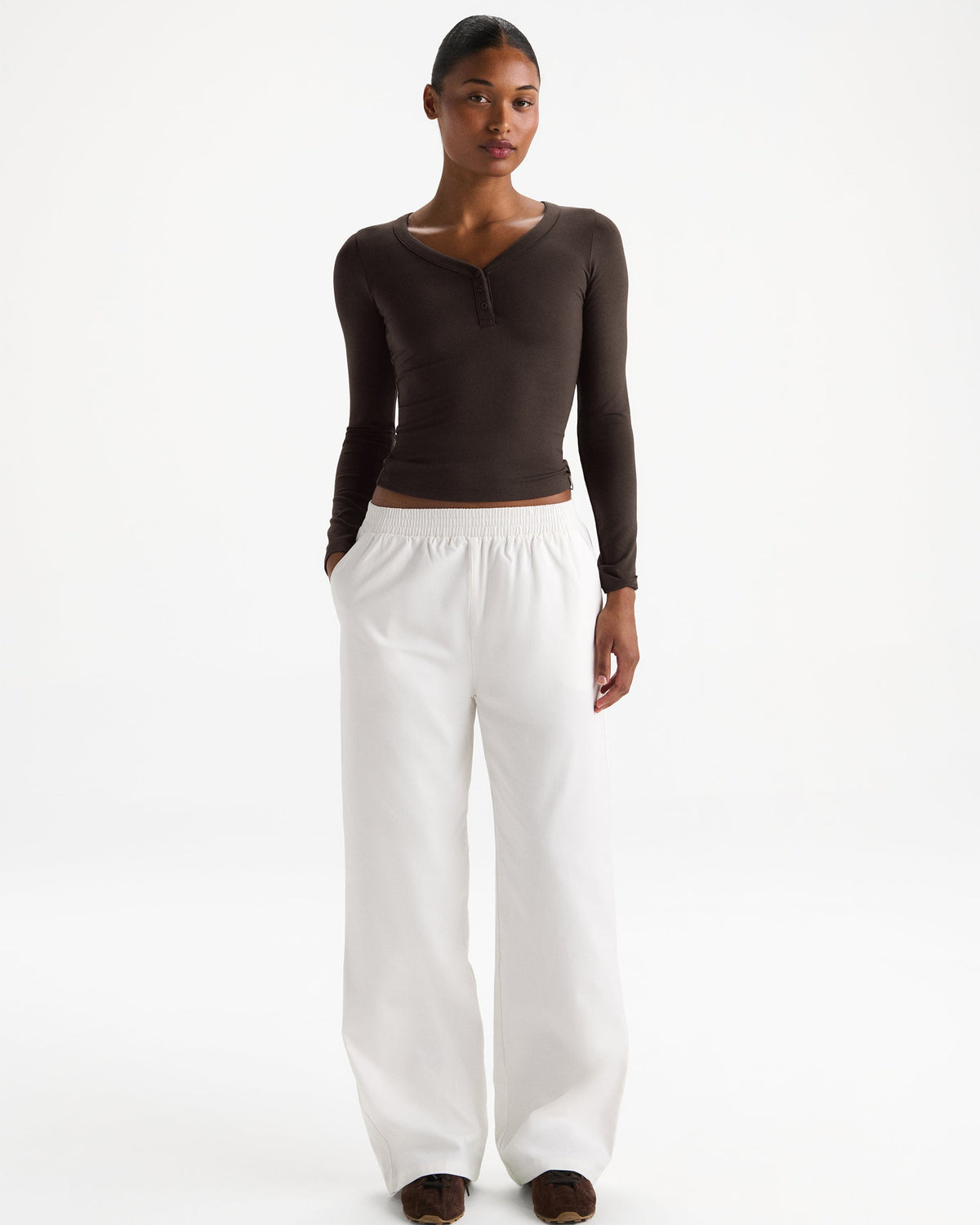 Cotton Pull on Pants - White