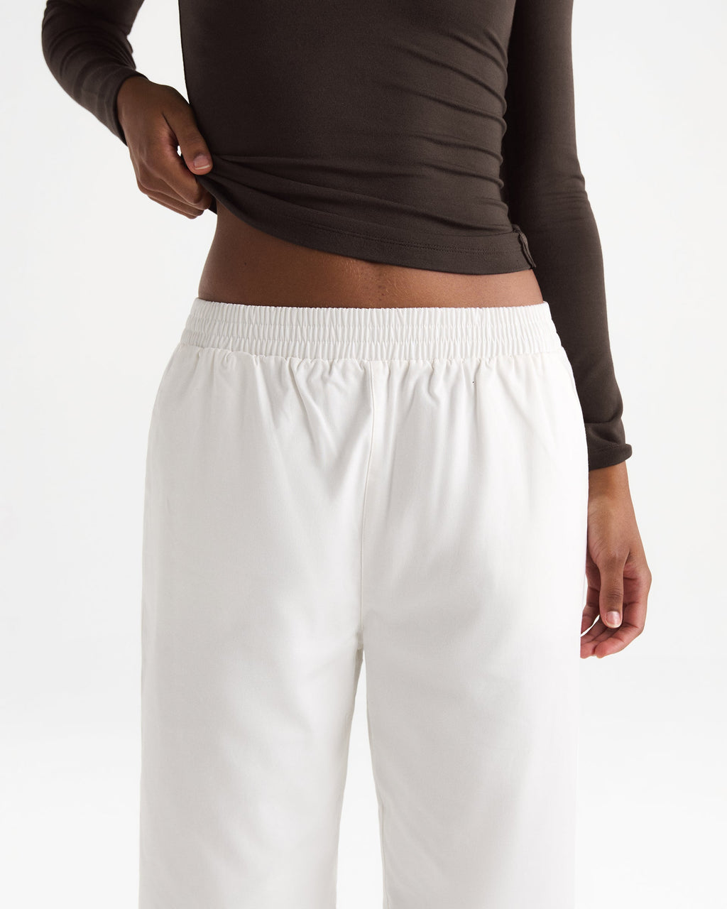 Cotton Pull on Pants - White