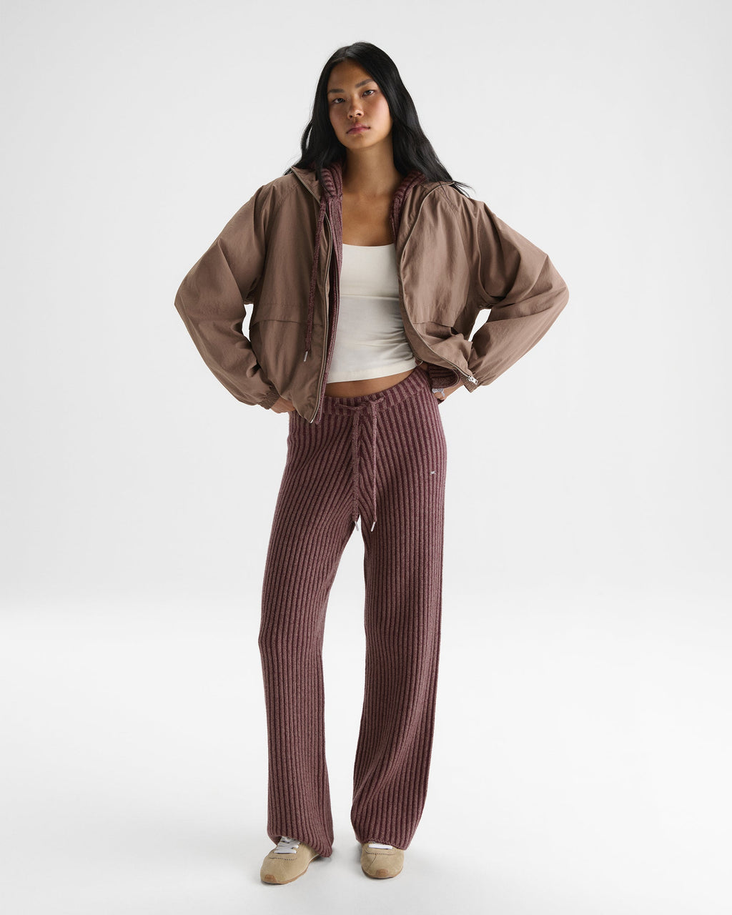 Raglan Storm Flap Track Jacket - Mink Brown