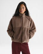 Knit Panel Detail Fleece - Mink Brown