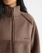 Knit Panel Detail Fleece - Mink Brown