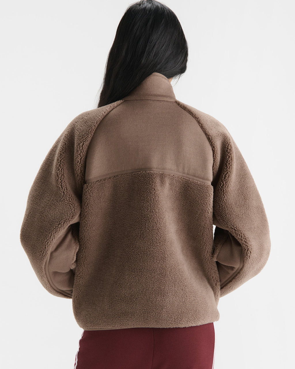 Knit Panel Detail Fleece - Mink Brown