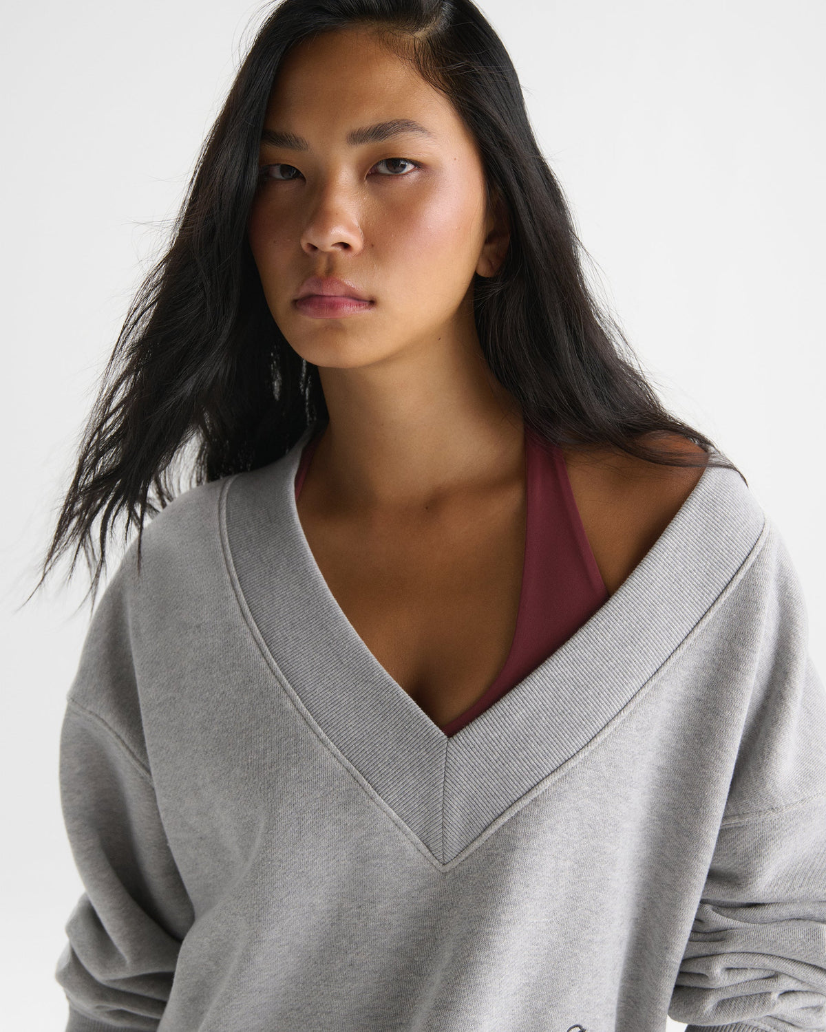 Classic V-Neck Sweatshirt - Heather Grey