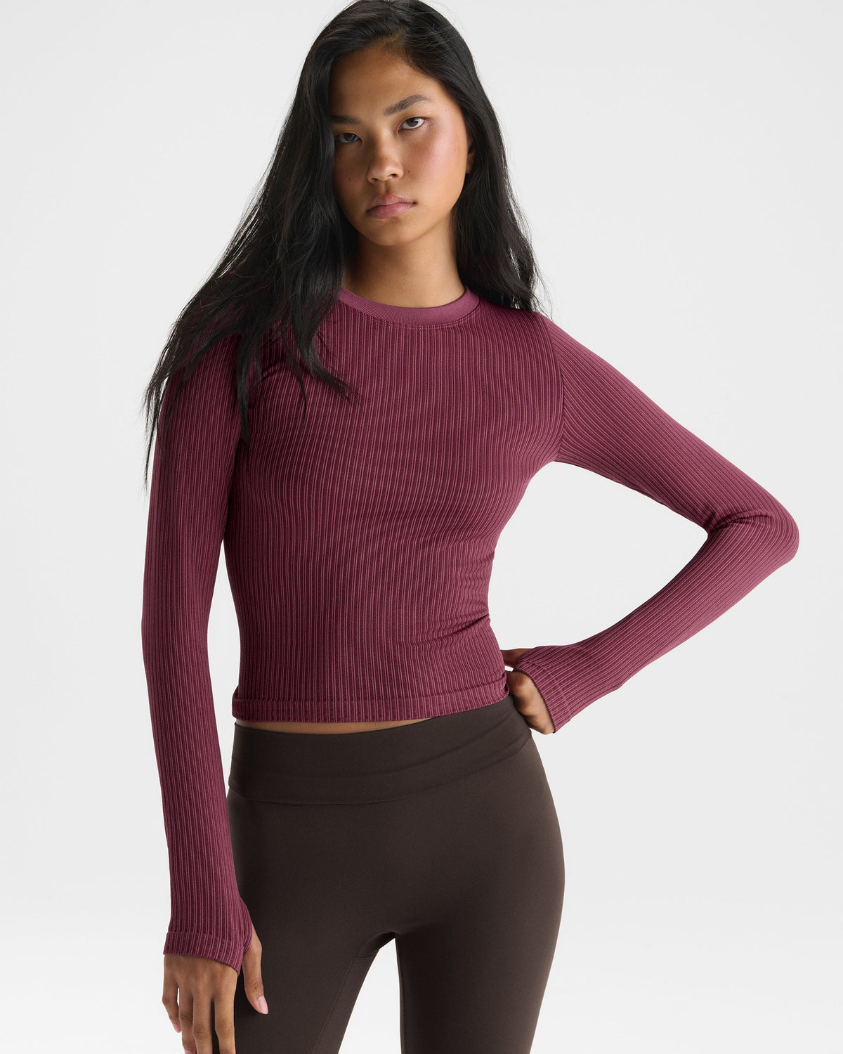 Classic Seamless Long Sleeve Top - Raspberry Stripe