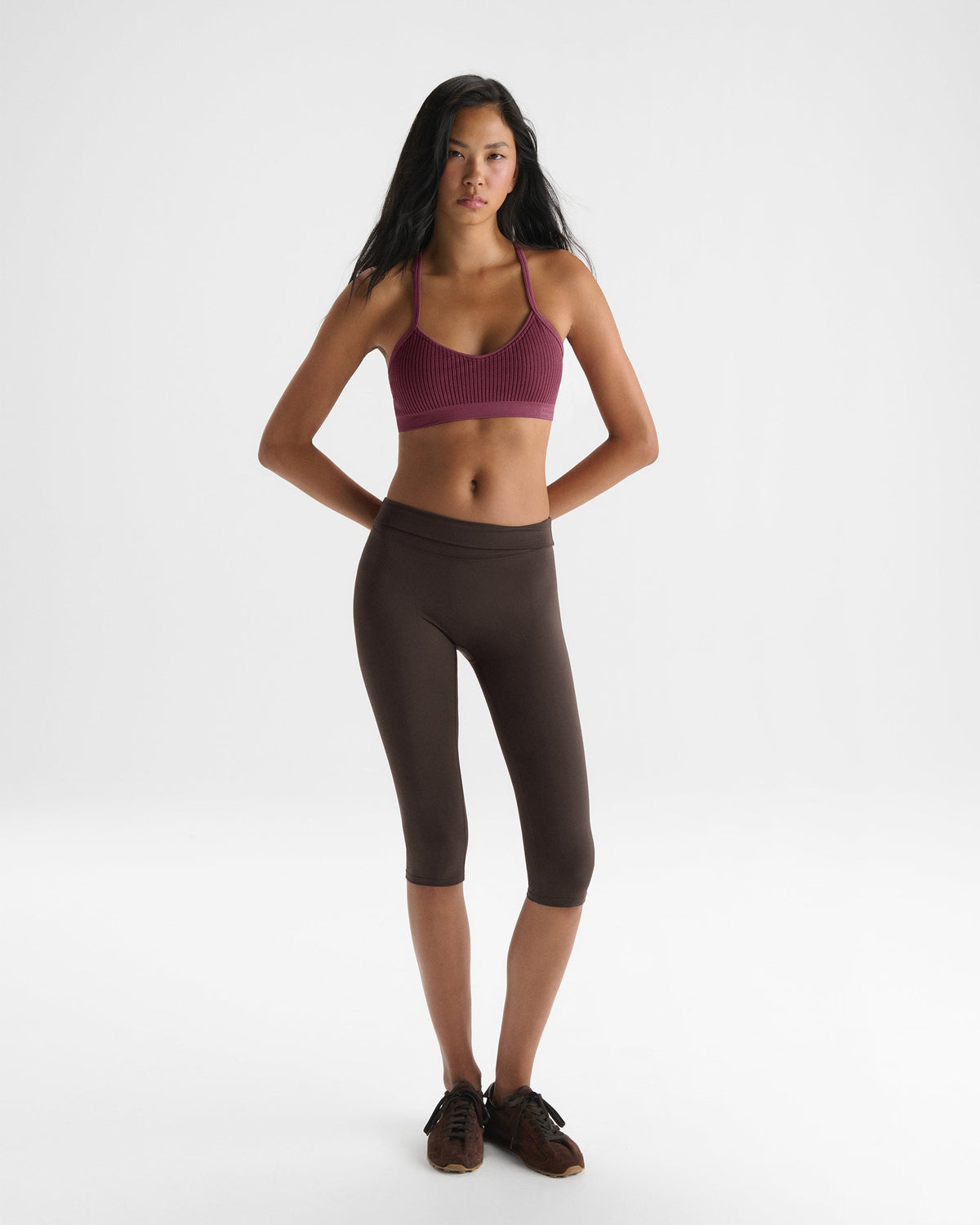 Classic Seamless Cross Back Bra - Raspberry Stripe