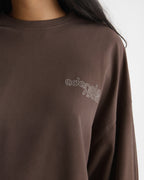 Adanola Sport Washed Long Sleeve Top - Chocolate Brown/Marshmallow White