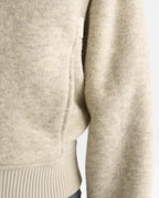 Bonded Knit Hooded Zip Through Fleece - Oatmeal Marl