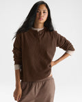 Long Sleeve Rib Henley Top - Chocolate Brown