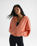 Varsity Washed Relaxed Zip Through Hoodie - Melon Sorbet