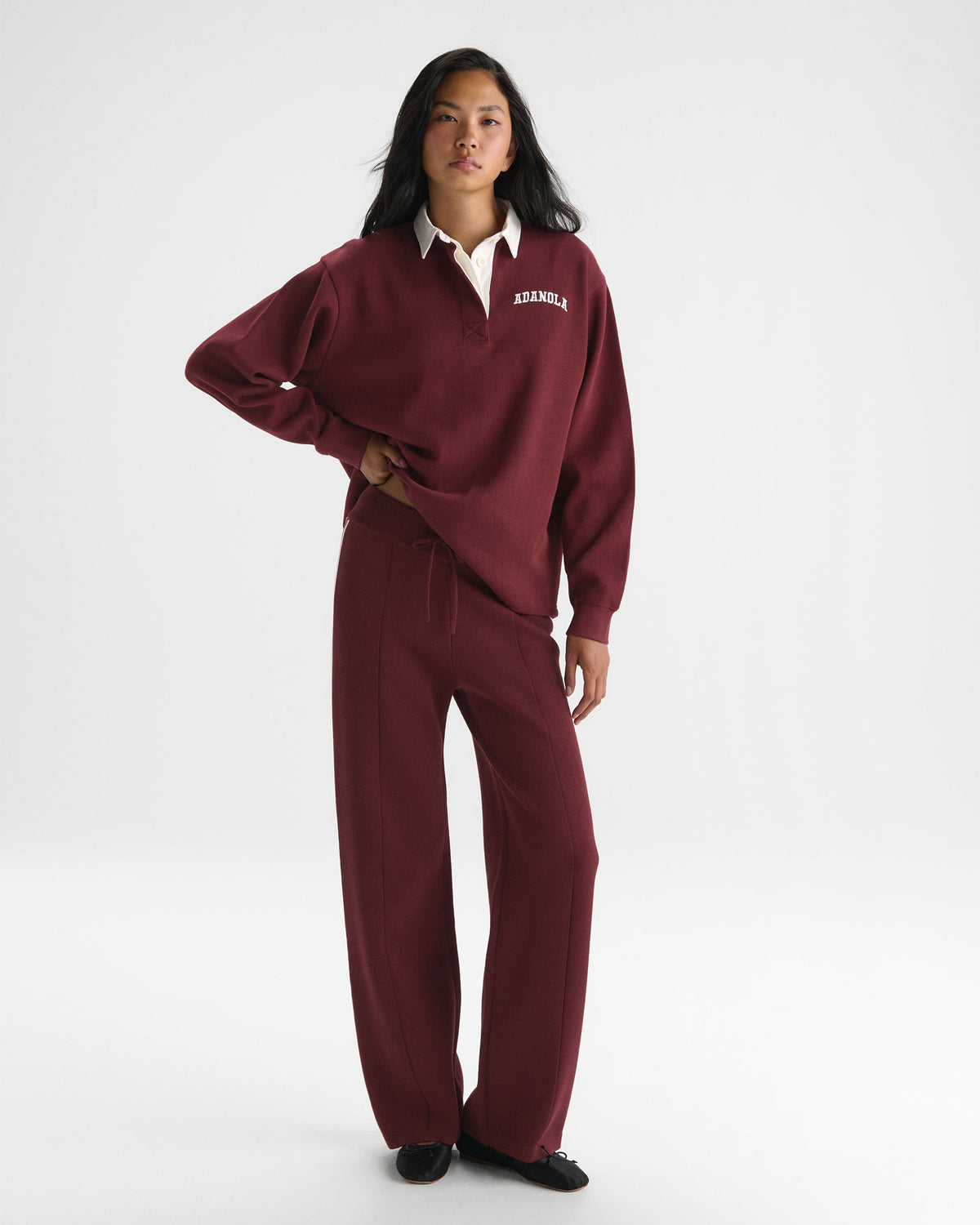 Oversized Rugby Top - Damson Red