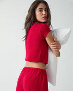 Pointelle Baby T-shirt - Classic Red