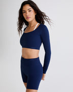 Classic Seamless Open Back Top - Navy Blue