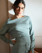 Knit Mesh Top - Cloud Blue