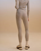 Rib Knit Merino Blend Leggings - Light Grey Melange