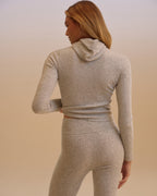Merino Blend Hooded Top - Light Grey Melange