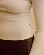Rib Long Sleeve High Neck Top - Marshmallow White