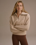 Knit Quarter Zip Sweatshirt - Almond