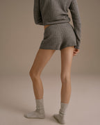 Cable Knit Shorts - Dark Grey Melange