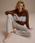 Knit Striped Rugby Sweatshirt - Brown