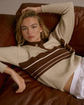 Knit Striped Rugby Sweatshirt - Beige