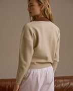 Knit Striped Rugby Sweatshirt - Beige