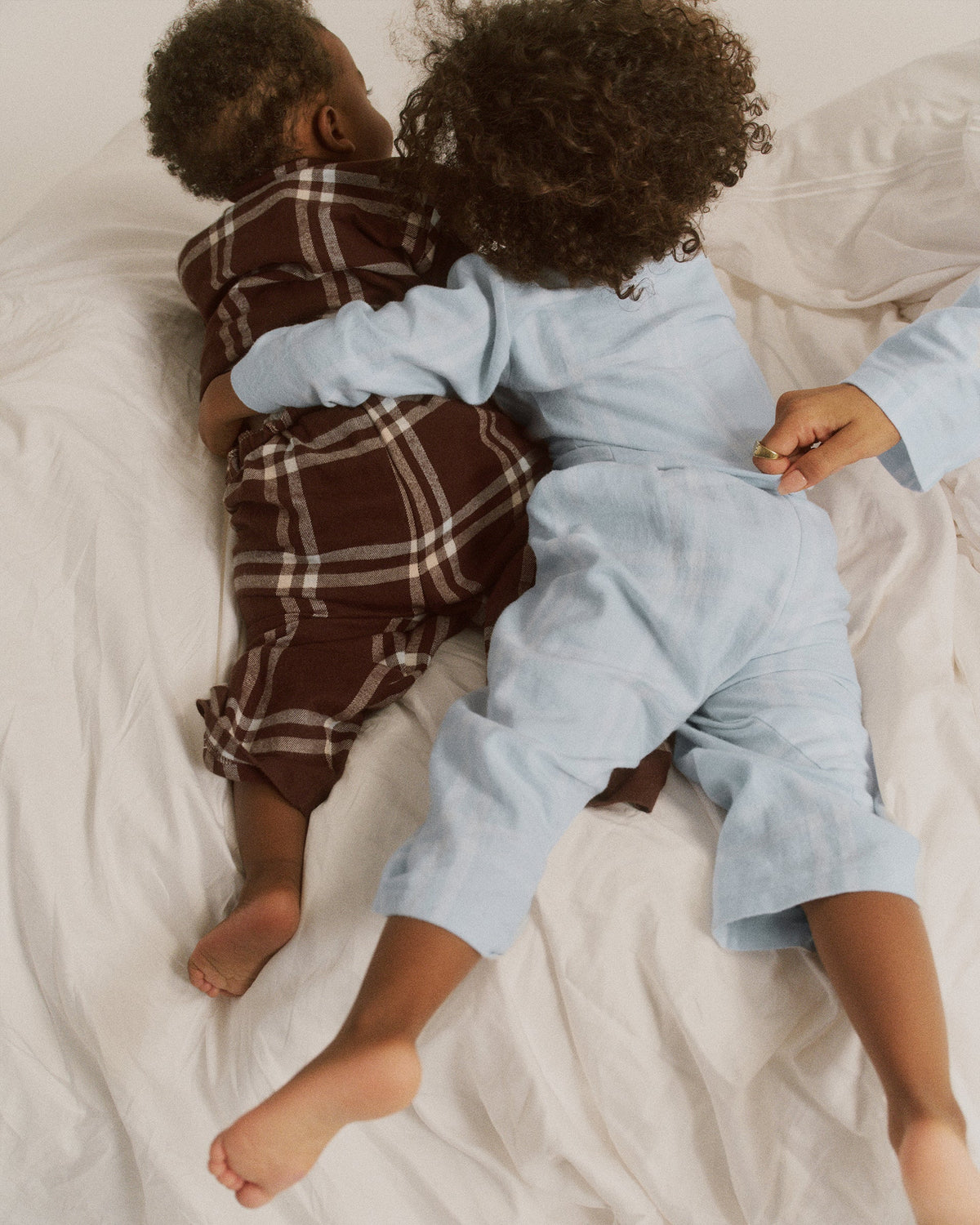 Mini Brushed Checked Pyjamas - Light Blue