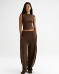 Barrel Leg Sweatpants - Chocolate Brown